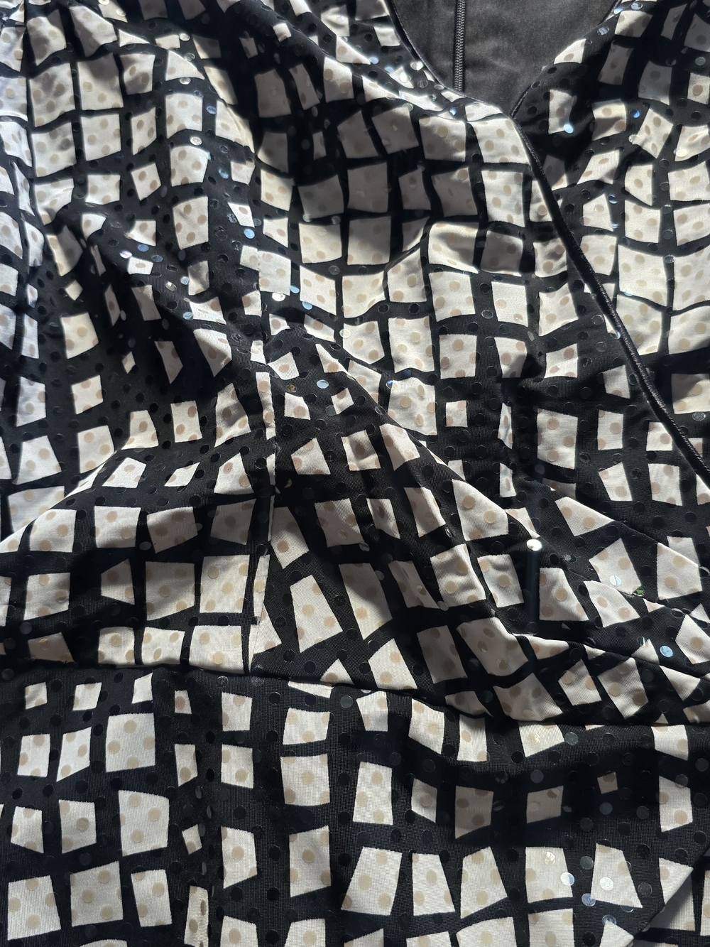 Joseph Ribkoff Geometric Checkerboard Collared Wrap Front Blouse Jacket - Picture 5 of 7